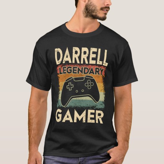 Gaming Personalized Name Darrell Legendary Gamer T-shirt (Voorkant)