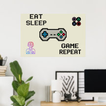 Gaming Poster – Pixel Art Gamer Kamer Muurprint