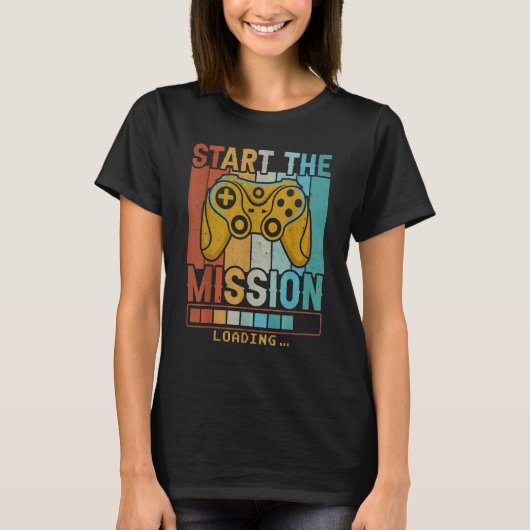 Gaming Strat the Mission Loading Retro Video Gam T-shirt (Voorkant)