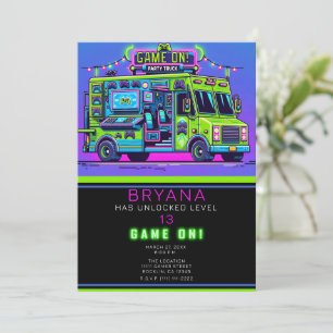 Gaming Truck Paars Groen Gamer Verjaardagsfeestje Kaart