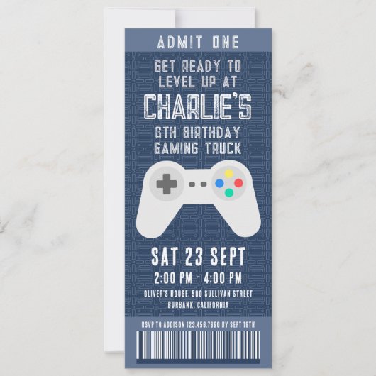 Gaming Truck Ticket Verjaardagsfeest Kaart (Voorkant)