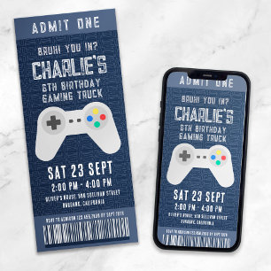 Gaming Truck Ticket Verjaardagsfeest Kaart