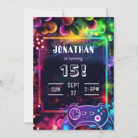 Gaming Video Custom Age Birthday Invitation (Devant)