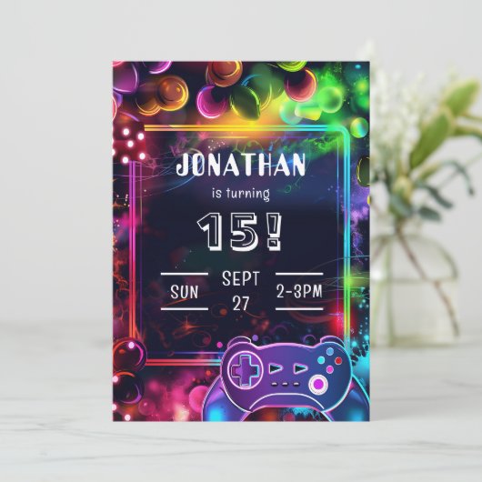 Gaming Video Custom Age Birthday Invitation (Debout devant)