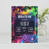 Gaming Video Custom Age Birthday Invitation Kaart (Staand voorkant)