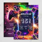 Gaming Video Custom Age Birthday Invitation Kaart (Voorkant / Achterkant)