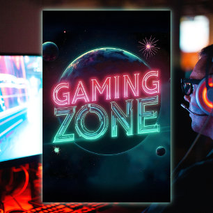 Gaming Zone Moderne Ruimteplaneten Poster