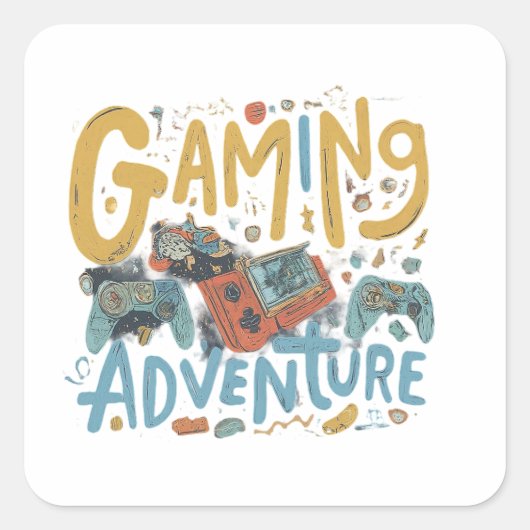 Gamingavontuur Vierkante Sticker (Voorkant)