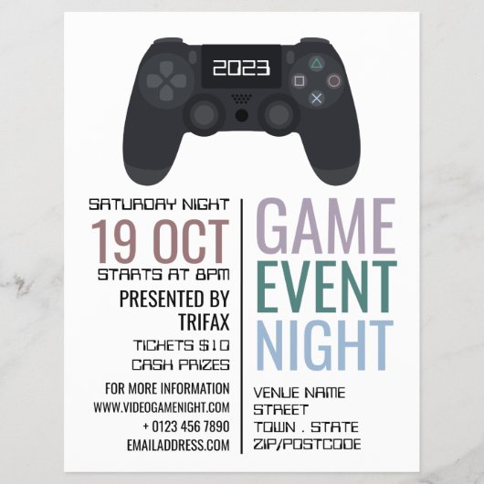 Gamingcontroller, Video Gamer Event Adverteren Flyer (Voorkant)