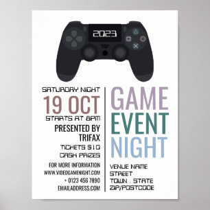 Gamingcontroller, Video Gamer Event Adverteren Poster