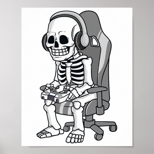Gaminghalloween Skeleton Scary Gamer Boys Kinder Poster (Voorkant)