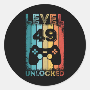 Gamingniveau 49 Onvergrendelde 49e verjaardag Gift Ronde Sticker