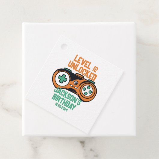 Gamingniveau ontgrendelde balken op zaterdag bedankjes labels (In situ)