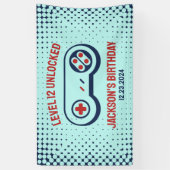 Gamingniveau ontgrendelde videogames Birthday Spandoek (Verticaal)