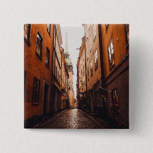 Gamla Stan, Stockholm, Zweden Vierkante Button 5,1 Cm