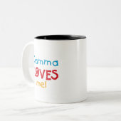 Gamma Loves Me T-shirts en geschenken Tweekleurige Koffiemok (Voorkant links)