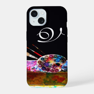 GAMME DE COULEURS D'ARTISTE ET PINCEAUX MONOGRAMME