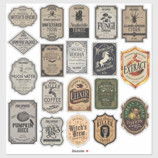 Gamme De Variétés De 19 Étiquettes Sticker Hallowe (Feuille)