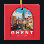 Gand Belgique Travel Art Vintage<br><div class="desc">Design de déplacement vectoriel rétro de Gand. Gand est bien connu pour ses grands carrés publics et ses marchés,  dont le principal est le Vrijdagmarkt ("Marché du Vendredi"),  le centre de la vie de la ville médiévale.</div>