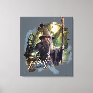 Gandalf met personeel en zwaard canvas afdruk