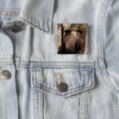 Gandalf met personeel vierkante button 5,1 cm (In situ)