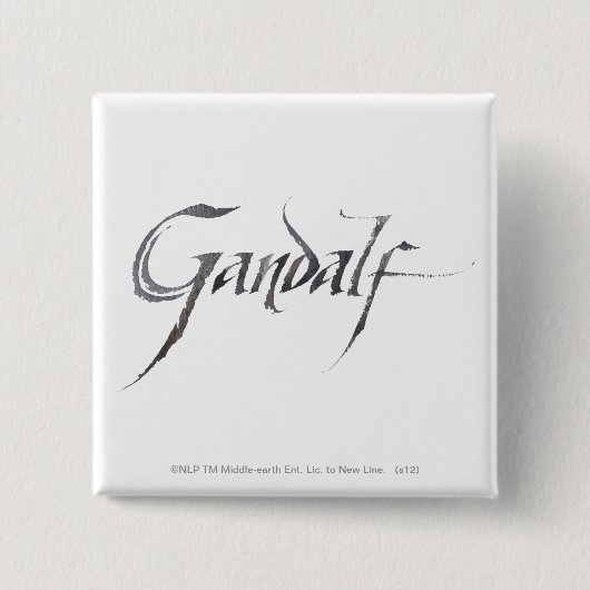 Gandalf-naam gestructureerd vierkante button 5,1 cm (Voorkant)