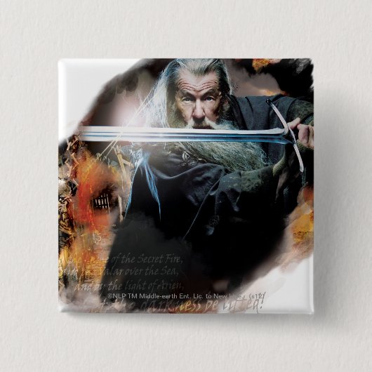 Gandalf With Sword In Battle Vierkante Button 5,1 Cm (Voorkant)