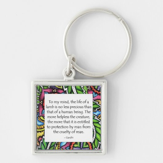 Gandhi Animal Quote Sleutelhanger (Voorkant)