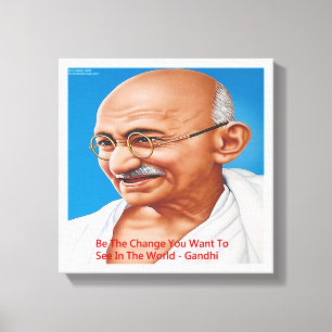 Gandhi & Be The Change Quote Canvasprint Canvas Afdruk