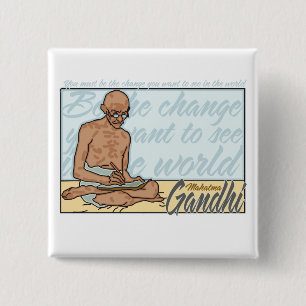 Gandhi be the change Quote Vierkante Button 5,1 Cm