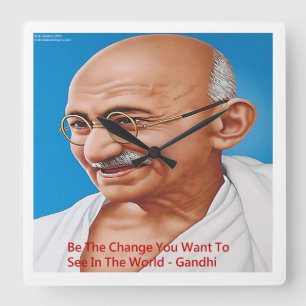 Gandhi & Be The Change Quote Wandklok Vierkante Klok