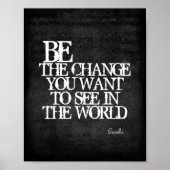 Gandhi citaat is de verandering poster grijs en wi (Voorkant)