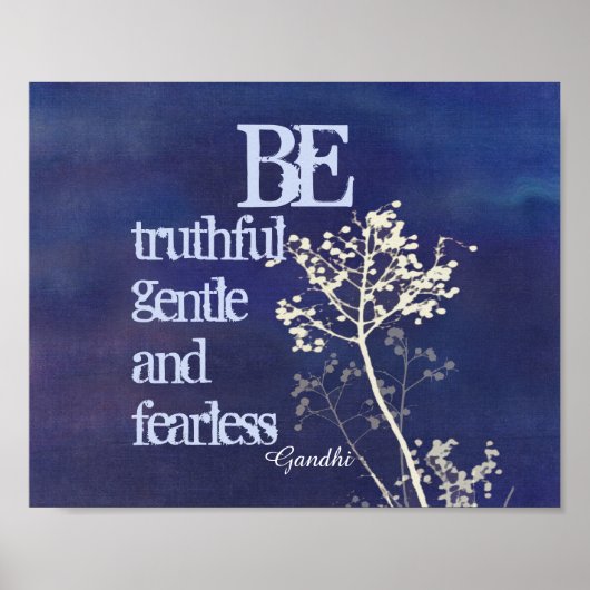 Gandhi citation poster bleu nature art motivation (Devant)