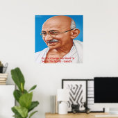 Gandhi & Citation Poster de changement (Bureau à domicile)