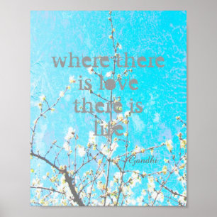 Gandhi inspirerend quote poster blauwe natuur kuns