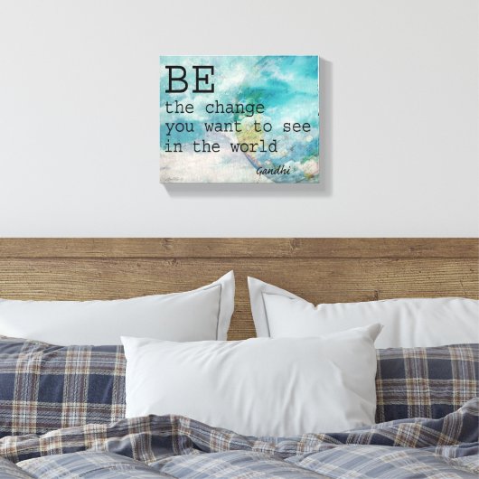 Gandhi quote verpakte canvaskunst Wees de verander Canvas Afdruk (Insitu (Slaapkamer))
