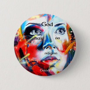 Gandhi Spiritueel citaat God heeft geen religie Ronde Button 5,7 Cm