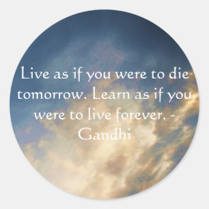 Gandhi Wisdom Quote met Blue Sky wolken Ronde Sticker