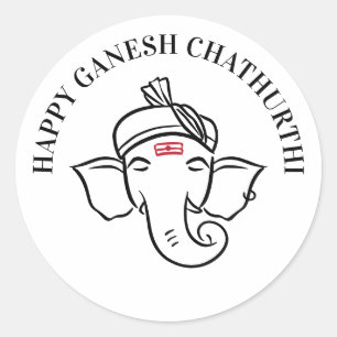 Ganesh Chathurthi Wensen Indiase God Ronde Sticker