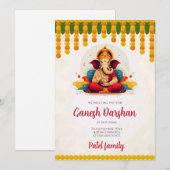 Ganesh Chaturthi invite une carte Ganesh Darshan (Devant / Derrière)