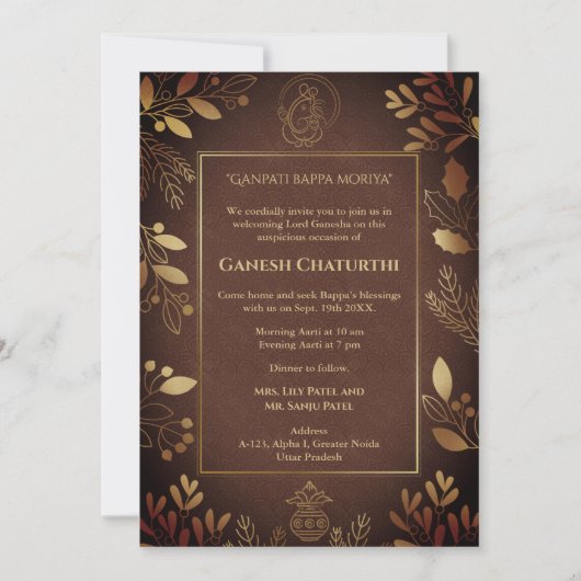Ganesh Chaturthi Puja gouden elementen Kaart (Voorkant)