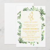 Ganesh Chaturthi Puja Minimal Leafy Tropisch Kaart (Voorkant / Achterkant)