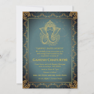 Ganesh Chaturthi Puja Roya gouden elementen Kaart