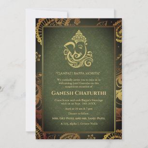 Ganesh Chaturthi Puja Roya gouden elementen Kaart