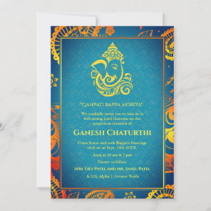 Ganesh Chaturthi Puja Roya gouden elementen Kaart
