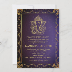 Ganesh Chaturthi Puja Roya gouden elementen Kaart