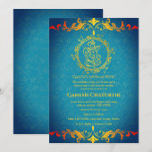 Ganesh Chaturthi Puja Roya gouden elementen Kaart (Voorkant / Achterkant)