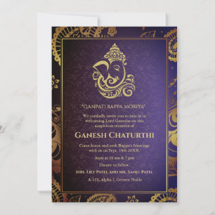 Ganesh Chaturthi Puja Roya gouden elementen Kaart