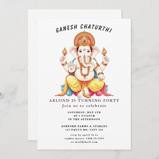 ganesh chaturthi verjaardagsuitnodiging kaart (Voorkant / Achterkant)