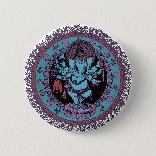 Ganesh Dancer Ronde Button 5,7 Cm (Voorkant)